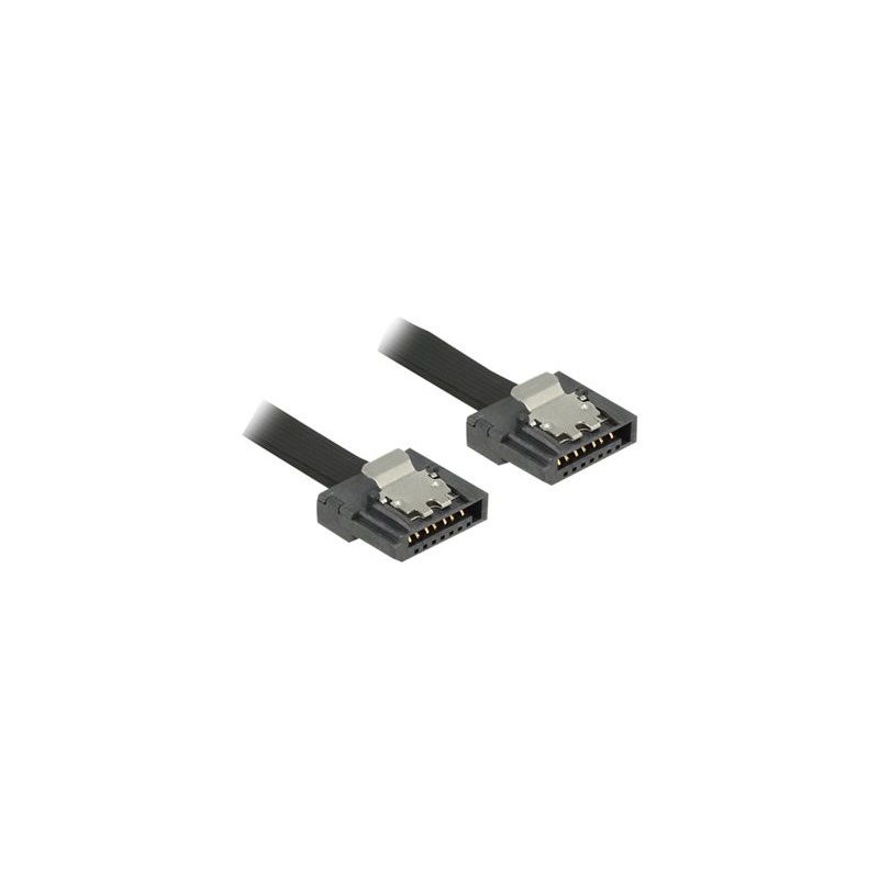 Delock FLEXI - Kabel SATA - Serial ATA 150/300/600 - SATA (M) do SATA (M) - 70 cm - opatřený západkou - černá
