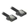 Delock FLEXI - Kabel SATA - Serial ATA 150/300/600 - SATA (M) do SATA (M) - 70 cm - opatřený západkou - černá