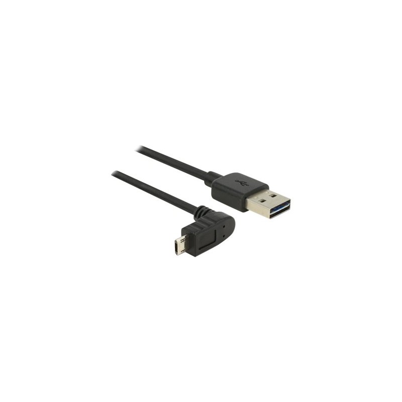 Delock - Kabel USB - USB (M) rovné do Micro USB typ B (M) úhlový - USB 2.0 - 3 m - reverzibilní konektory - černá