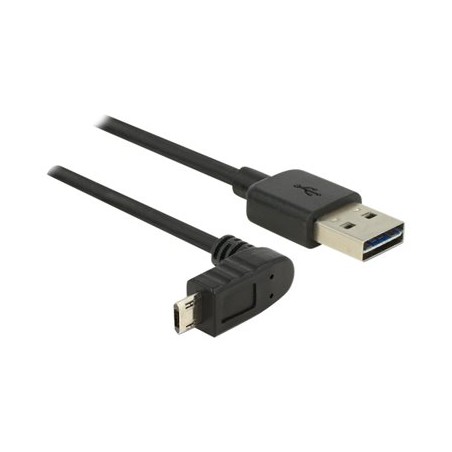 Delock - Kabel USB - USB (M) rovné do Micro USB typ B (M) úhlový - USB 2.0 - 3 m - reverzibilní konektory - černá