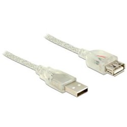 Delock - Prodlužovací šňůra USB - USB (F) do USB (M) - USB 2.0 - 1 m - průhledná