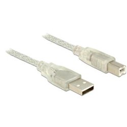 Delock - Kabel USB - USB typ B (M) do USB (M) - USB 2.0 - 5 m - průhledná