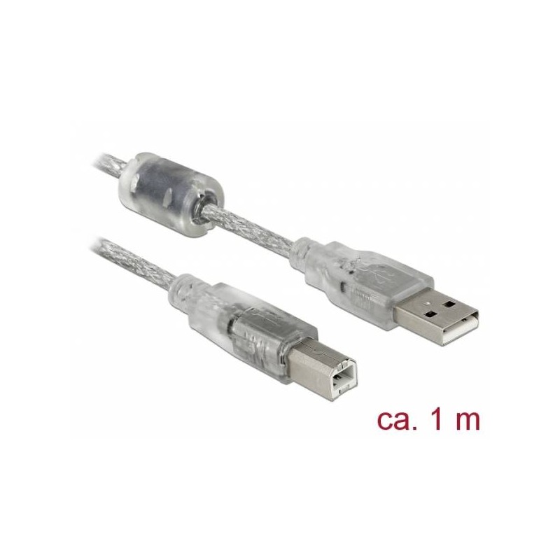 Delock - Kabel USB - USB typ B (M) do USB (M) - USB 2.0 - 1 m - průhledná