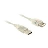 Delock - Prodlužovací šňůra USB - USB (F) do USB (M) - USB 2.0 - 3 m - průhledná