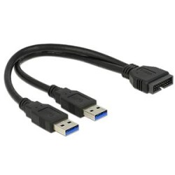 Delock - Kabel z USB iinterní na externí - 19 pin USB 3.0 header (M) do USB typ A (M) - 25 cm - černá