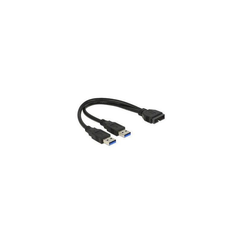 Delock - Kabel z USB iinterní na externí - 19 pin USB 3.0 header (M) do USB typ A (M) - 25 cm - černá