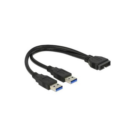 Delock - Kabel z USB iinterní na externí - 19 pin USB 3.0 header (M) do USB typ A (M) - 25 cm - černá