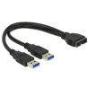 Delock - Kabel z USB iinterní na externí - 19 pin USB 3.0 header (M) do USB typ A (M) - 25 cm - černá