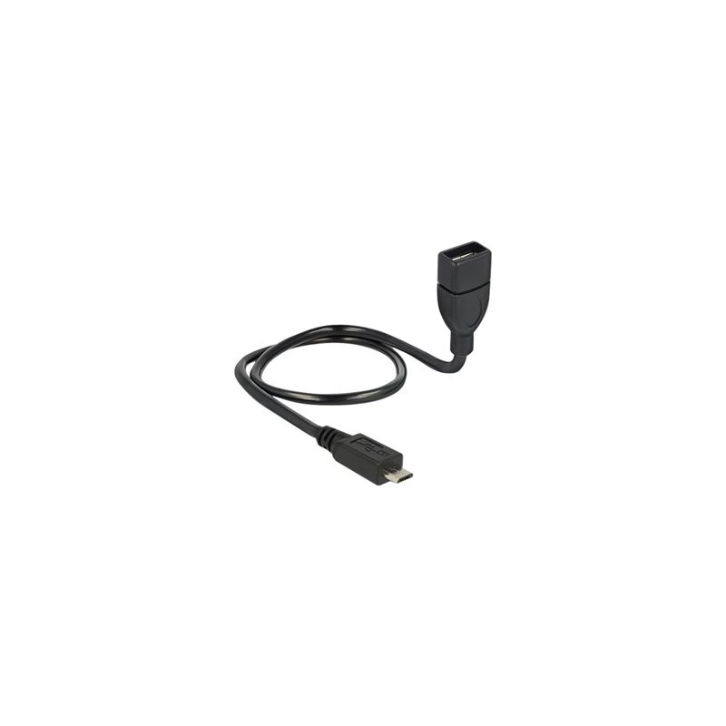 Delock OTG ShapeCable - Prodlužovací šnura USB - USB (F) do Micro USB typ B (M) - USB 2.0 OTG - 50 cm - cerná
