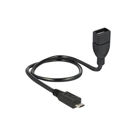 Delock OTG ShapeCable - Prodlužovací šnura USB - USB (F) do Micro USB typ B (M) - USB 2.0 OTG - 50 cm - cerná
