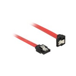 Delock - Kabel SATA - Serial ATA 150/300/600 - SATA (M) do SATA (M) - 30 cm - opatřený západkou, 90° konektor - červená