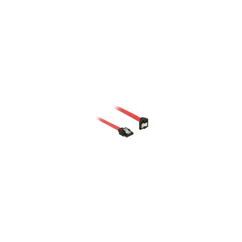 Delock - Kabel SATA - Serial ATA 150/300/600 - SATA (M) do SATA (M) - 30 cm - opatřený západkou, 90° konektor - červená