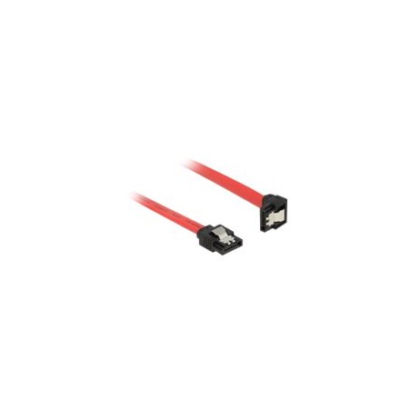 Delock - Kabel SATA - Serial ATA 150/300/600 - SATA (M) do SATA (M) - 30 cm - opatřený západkou, 90° konektor - červená