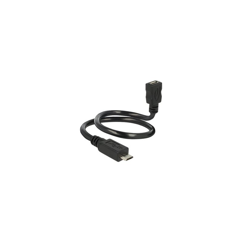 Delock OTG ShapeCable - Prodlužovací šňůra USB - Micro USB typ B (F) do Micro USB typ B (M) - USB 2.0 OTG - 35 cm - černá