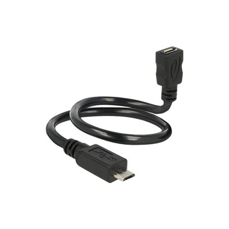 Delock OTG ShapeCable - Prodlužovací šňůra USB - Micro USB typ B (F) do Micro USB typ B (M) - USB 2.0 OTG - 35 cm - černá