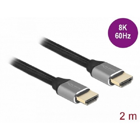 Delock - Ultra High Speed - HDMI kabel - HDMI s piny (male) do HDMI s piny (male) - 2 m - trojnásobně stíněný - šedá - kontakty