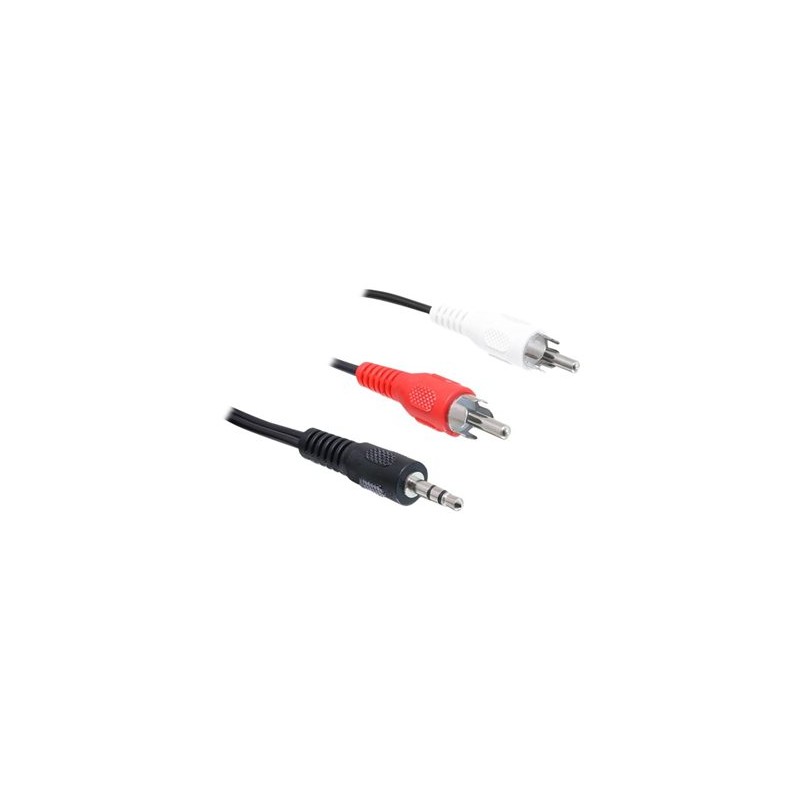 Delock - Audio kabel - RCA x 2 s piny (male) do mini-phone stereo 3.5 mm s piny (male) - 1.5 m - černá