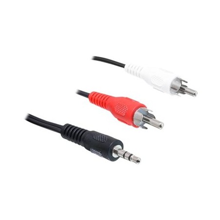 Delock - Audio kabel - RCA x 2 s piny (male) do mini-phone stereo 3.5 mm s piny (male) - 1.5 m - černá