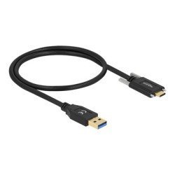 Delock - USB kabel - 24 pin USB-C (M) do 24 pin USB-C (M) - USB 3.2 Gen 1 - 3 A - 50 cm - křídlové šrouby - černá