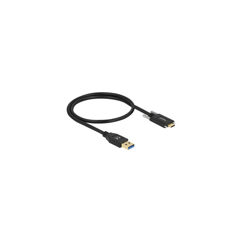 Delock - USB kabel - 24 pin USB-C (M) do 24 pin USB-C (M) - USB 3.2 Gen 1 - 3 A - 50 cm - křídlové šrouby - černá
