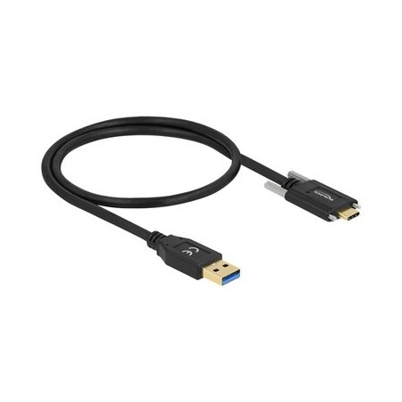 Delock - USB kabel - 24 pin USB-C (M) do 24 pin USB-C (M) - USB 3.2 Gen 1 - 3 A - 50 cm - křídlové šrouby - černá