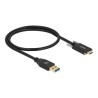 Delock - USB kabel - 24 pin USB-C (M) do 24 pin USB-C (M) - USB 3.2 Gen 1 - 3 A - 50 cm - křídlové šrouby - černá