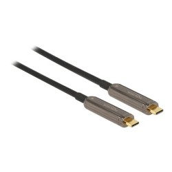 Delock - Kabel video/audio - 24 pin USB-C s piny (male) do 24 pin USB-C s piny (male) - 30 m - optické vlákno - černá - Active