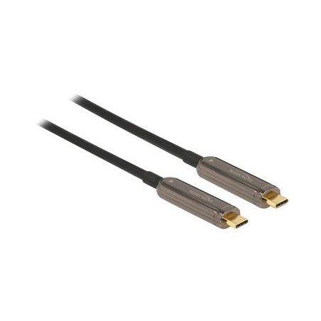 Delock - Kabel video/audio - 24 pin USB-C s piny (male) do 24 pin USB-C s piny (male) - 30 m - optické vlákno - černá - Active
