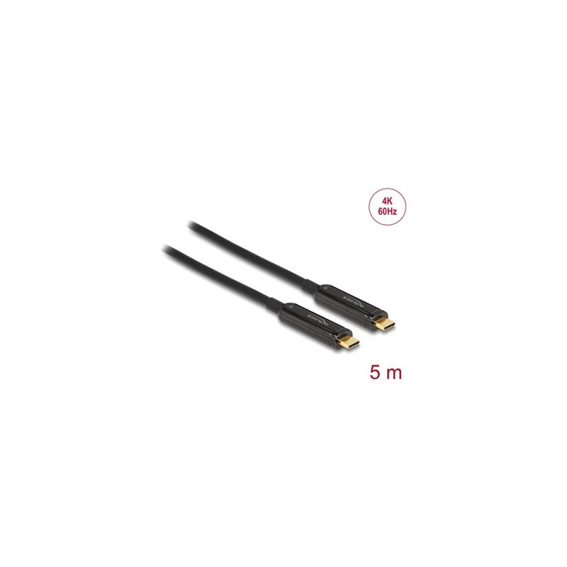Delock - USB kabel - 24 pin USB-C (M) do 24 pin USB-C (M) - DisplayPort 1.2 - 5 m - Active Optical Cable (AOC), podpora 4K60 Hz