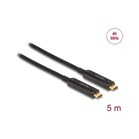 Delock - USB kabel - 24 pin USB-C (M) do 24 pin USB-C (M) - DisplayPort 1.2 - 5 m - Active Optical Cable (AOC), podpora 4K60 Hz