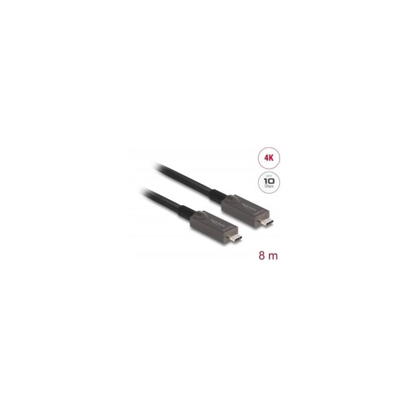 Delock - USB kabel - 24 pin USB-C (M) do 24 pin USB-C (M) - USB 3.2 Gen 2 / DisplayPort 1.4 - 20 V - 3 A - 8 m - Active Optical