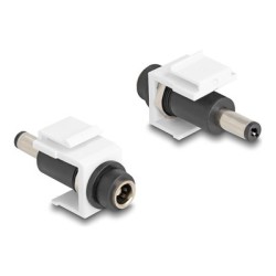 Delock - Adaptér napájení - DC jack 5,5 x 2,1 mm (F) do DC jack 5,5 x 2,1 mm (M) - konektor keystone - bílá