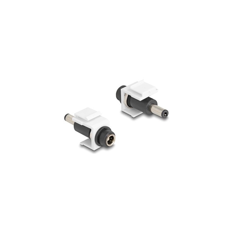 Delock - Adaptér napájení - DC jack 5,5 x 2,1 mm (F) do DC jack 5,5 x 2,1 mm (M) - konektor keystone - bílá