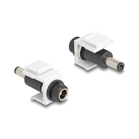 Delock - Adaptér napájení - DC jack 5,5 x 2,1 mm (F) do DC jack 5,5 x 2,1 mm (M) - konektor keystone - bílá