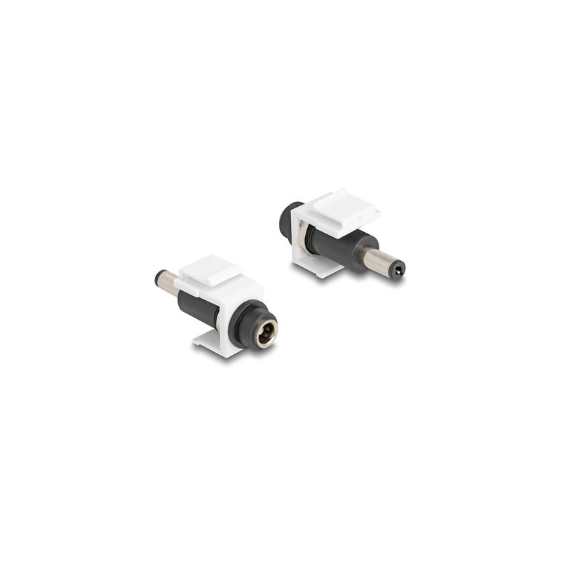 Delock - Modul - napájecí DC jack 5,5 mm (ID: 2,5 mm), napájecí DC jack 5,5 mm (ID: 2,1 mm) - bílá