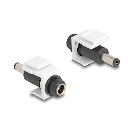 Delock - Modul - napájecí DC jack 5,5 mm (ID: 2,5 mm), napájecí DC jack 5,5 mm (ID: 2,1 mm) - bílá
