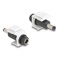 Delock - Adaptér napájení - DC jack 5,5 x 2,1 mm (F) do DC jack 5,5 x 2,5 mm (M) - konektor keystone - bílá