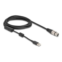 Delock - Microphone cable - USB s piny (male) do XLR3 se zdírkami (female) - 3 m - cerná/stríbrná