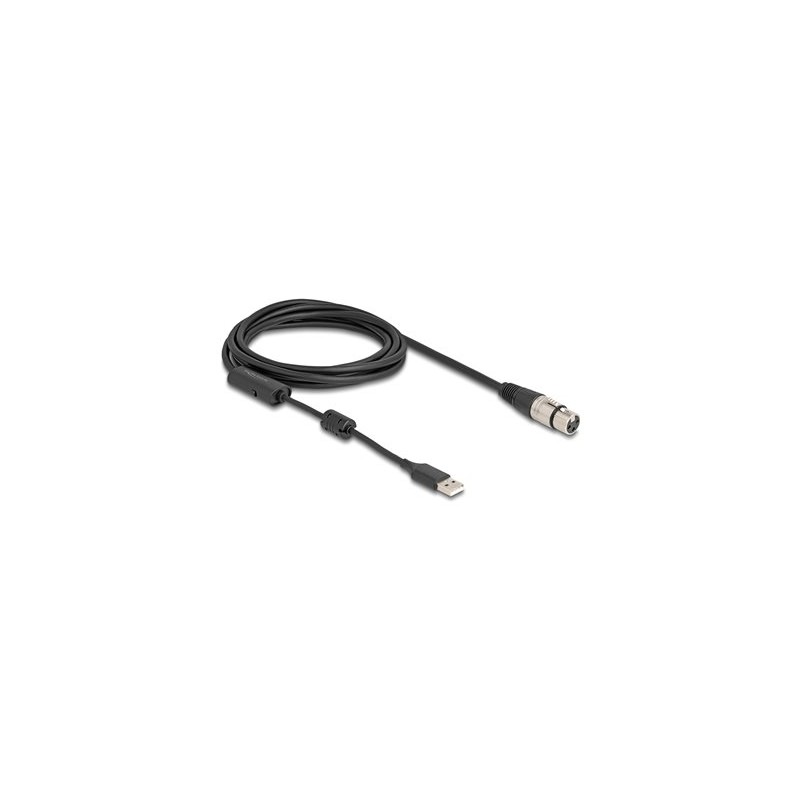 Delock - Microphone cable - USB s piny (male) do XLR3 se zdírkami (female) - 3 m - cerná/stríbrná