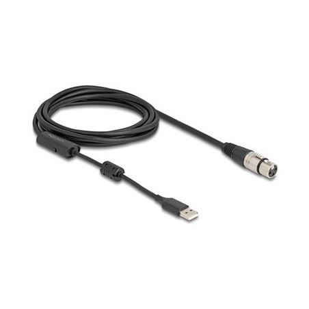 Delock - Microphone cable - USB s piny (male) do XLR3 se zdírkami (female) - 3 m - cerná/stríbrná