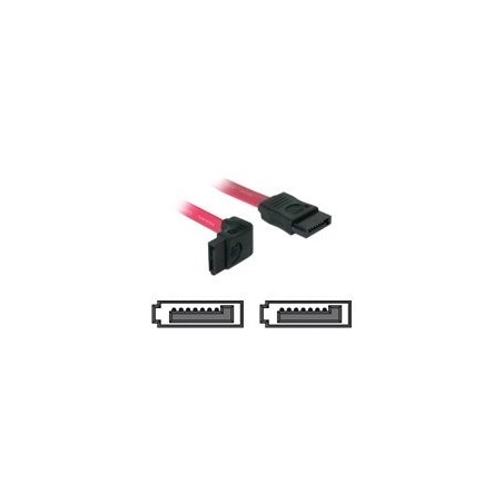Delock - Kabel SATA - Serial ATA 150/300 - SATA (F) do SATA (F) - 50 cm - úhlový konektor, přímý konektor - červená