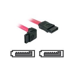 Delock - Kabel SATA - Serial ATA 150/300 - SATA (F) do SATA (F) - 50 cm - dolů zahnutý konektor, přímý konektor - červená