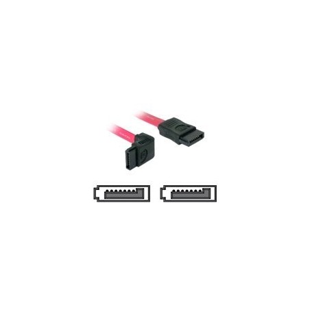 Delock - Kabel SATA - Serial ATA 150/300 - SATA (F) do SATA (F) - 50 cm - dolů zahnutý konektor, přímý konektor - červená