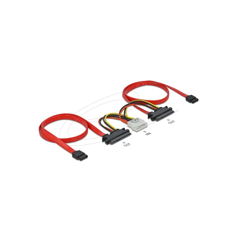 Delock SATA All-in-One cable - Kabel SATA - Serial ATA 150/300 - 4 pinové interní napájení, SATA do SATA combo (F) - 50 cm 84239