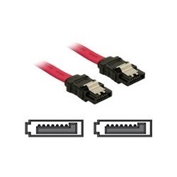 Delock - Kabel SATA - Serial ATA 150/300 - SATA (F) do SATA (F) - 50 cm - opatřený západkou, přímý konektor - červená