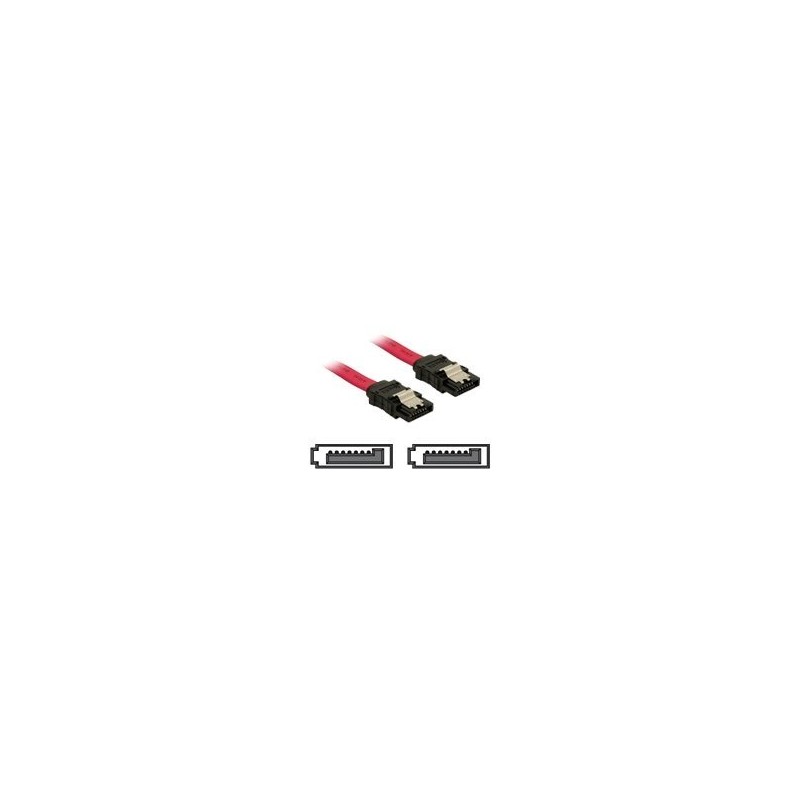 Delock - Kabel SATA - Serial ATA 150/300 - SATA (F) do SATA (F) - 50 cm - opatřený západkou, přímý konektor - červená