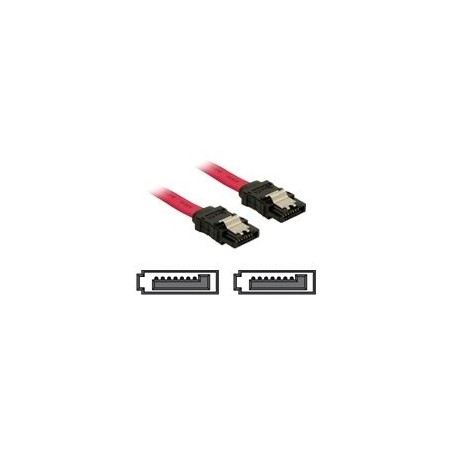 Delock - Kabel SATA - Serial ATA 150/300 - SATA (F) do SATA (F) - 50 cm - opatřený západkou, přímý konektor - červená