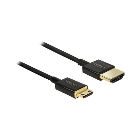 Delock Slim Premium - Kabel HDMI s ethernetem - 19 pin micro HDMI Type D s piny (male) do HDMI s piny (male) - 1 m - troj… 84776