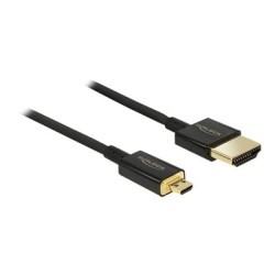 Delock Slim Premium - Kabel HDMI s ethernetem - 19 pin micro HDMI Type D s piny (male) do HDMI s piny (male) - 3 m