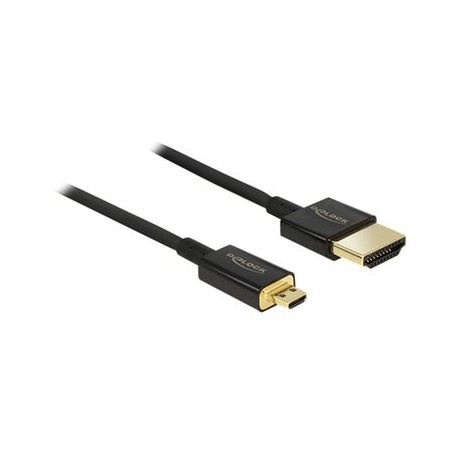 Delock Slim Premium - Kabel HDMI s ethernetem - 19 pin micro HDMI Type D s piny (male) do HDMI s piny (male) - 3 m